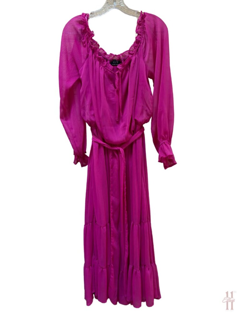 Vici Fuchsia Long-Sleeve Midi/Maxi Dress - XL